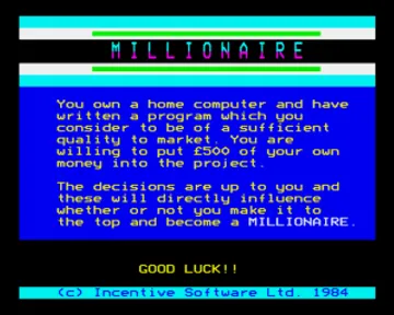 Millionaire (1984)(Incentive)[MILLION] screen shot title